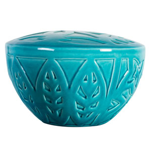 Aqua ceramic ash urn - available from Aroha Funerals