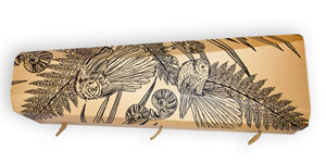 Printed cardboard casket - available through Aroha Funerals