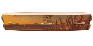 Serene Scene painted casket from Departure Lounge