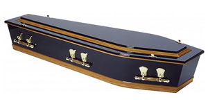 Status Sherwood Blue Casket - available through Aroha Funerals