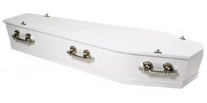 White Casket - available through Aroha Funerals