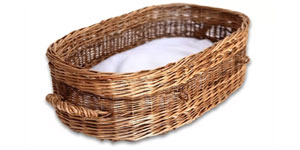 Wicker casket for a baby